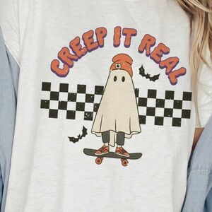 Pink Lily | New Creep It Real Skateboarding Ghost Checkered Tee Comfort Colors